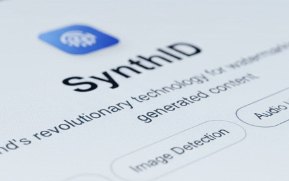 SynthID Logo auf Bildschirm