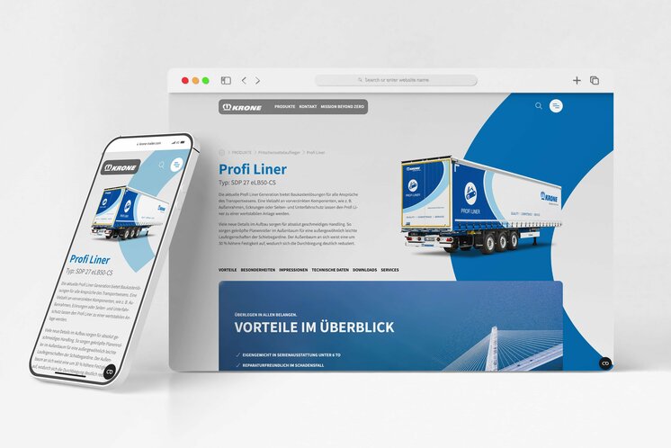 Krone Fahrzeugwerk Website Mockup